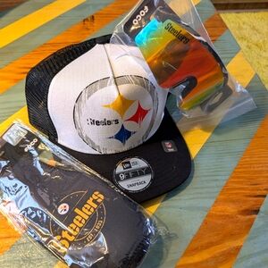 Pittsburgh Steelers Lot of 3 items! (Hat, Shades, and Bottle Koozie) NWT
